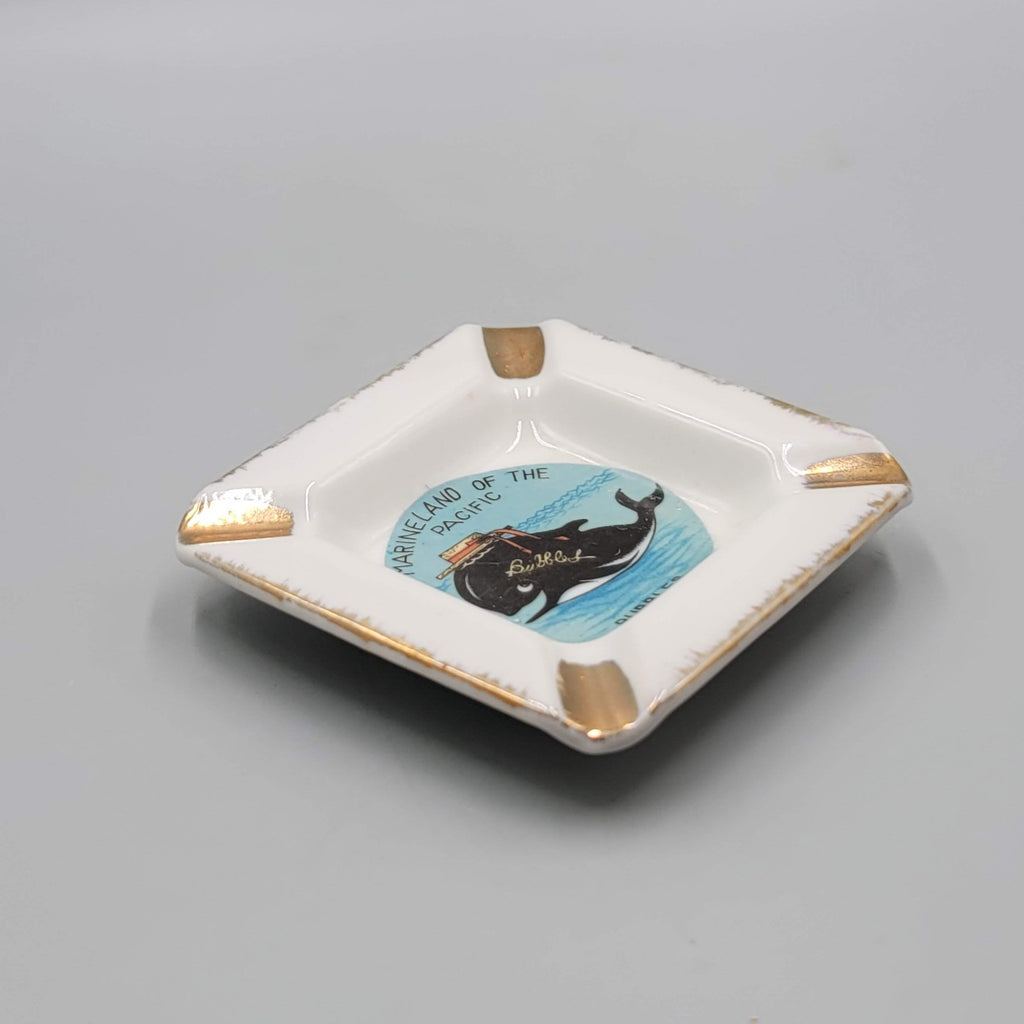 Vintage Marineland Ceramic Souvenir Ashtray Bubbles the Whale 3.5"