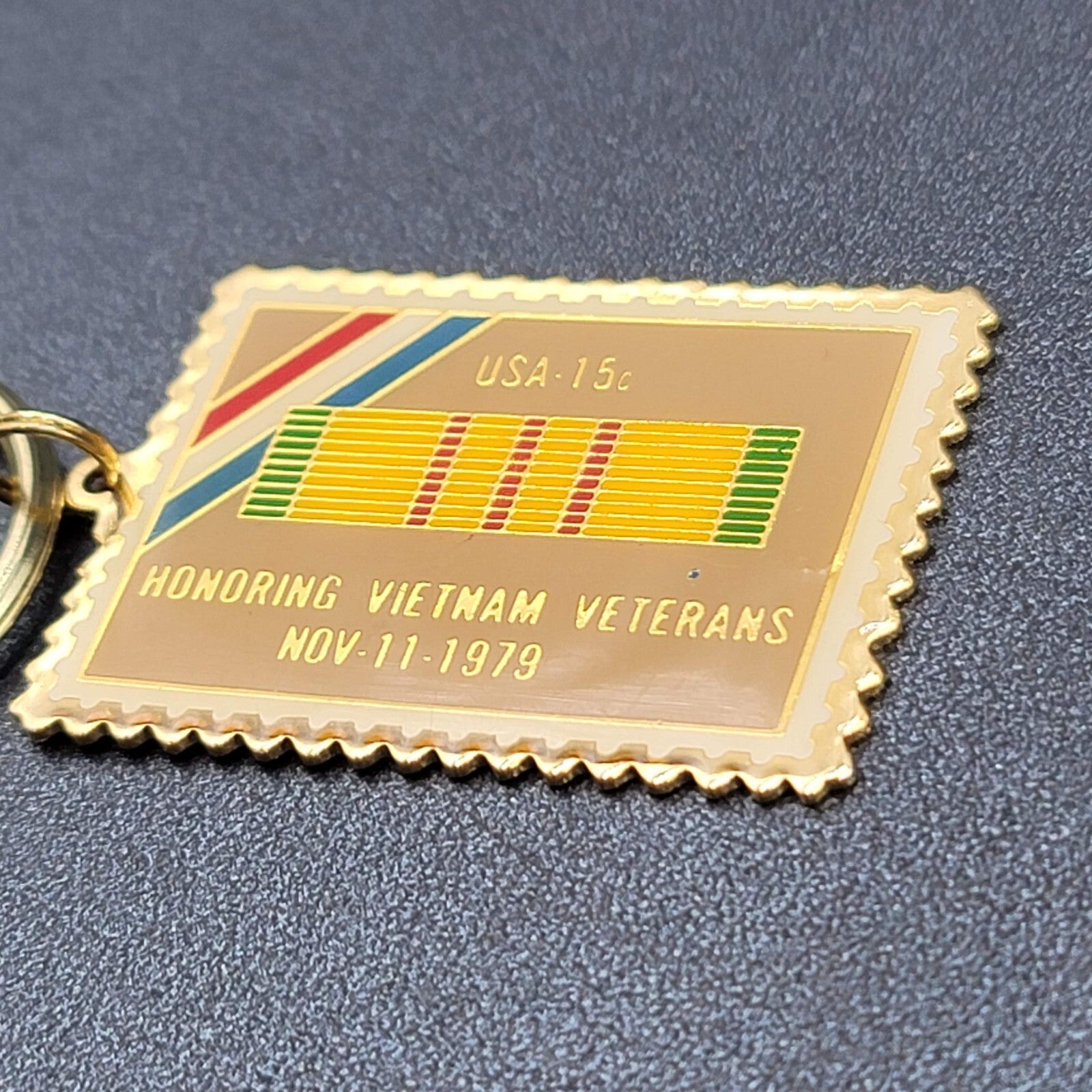 VTG US Stamp Key Chain Ring Honoring Vietnam Veterans 1979 15 cents