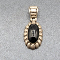 Mexico Sterling Silver Necklace Pendant Only Black Onyx Stone 1.75"