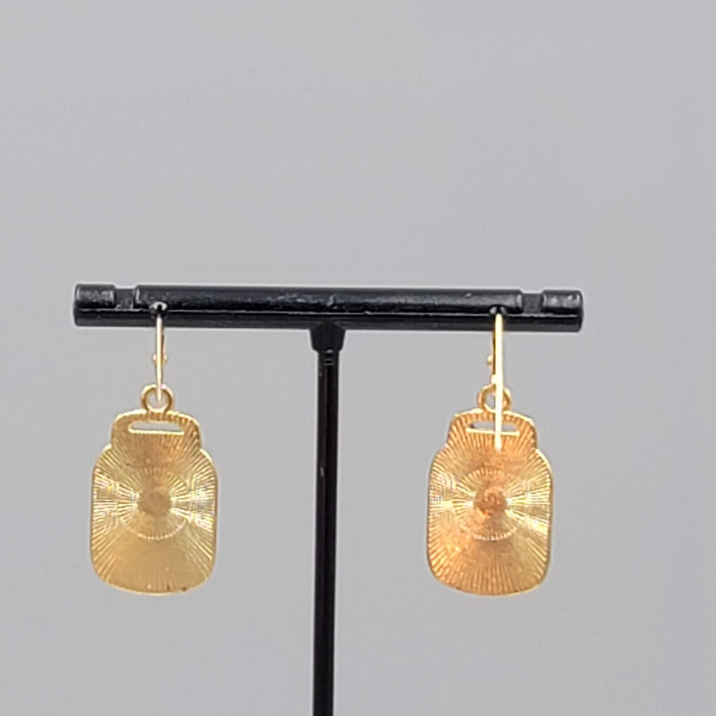 Cheese Puffs Balls Pierced Earrings Gold tone dangle 1"