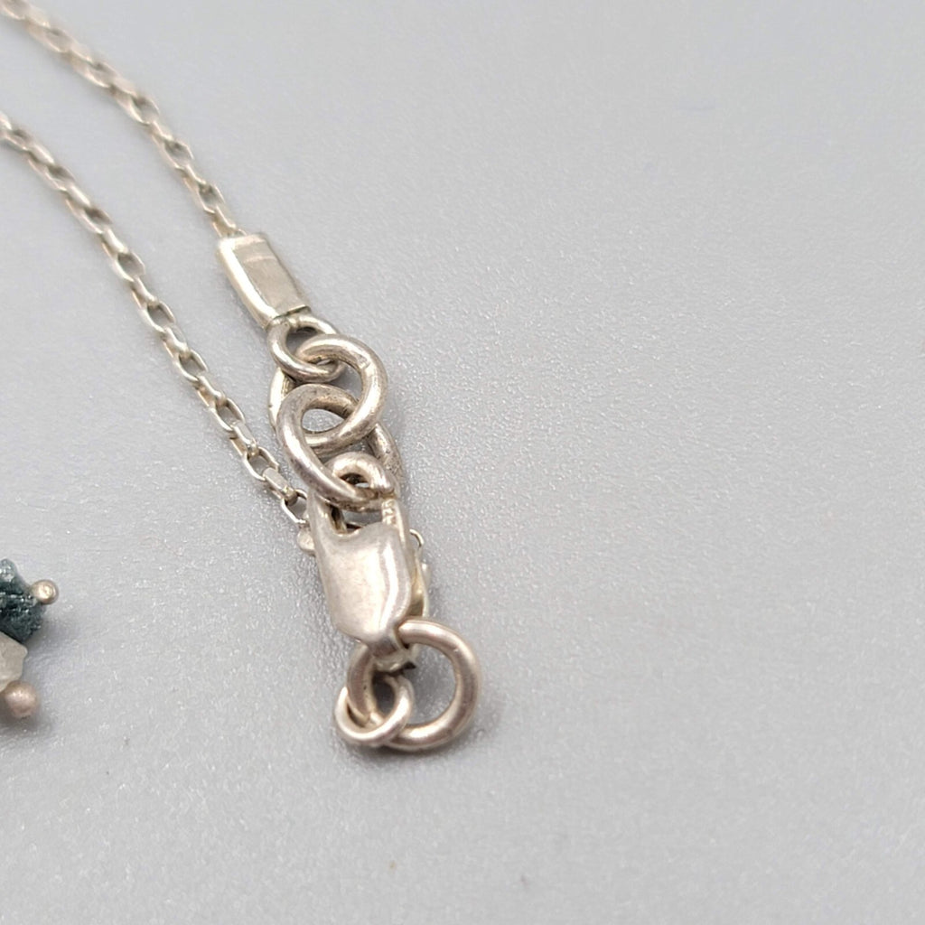 Dainty Sterling Silver Treble Clef  Necklace Quartz Bead 18"