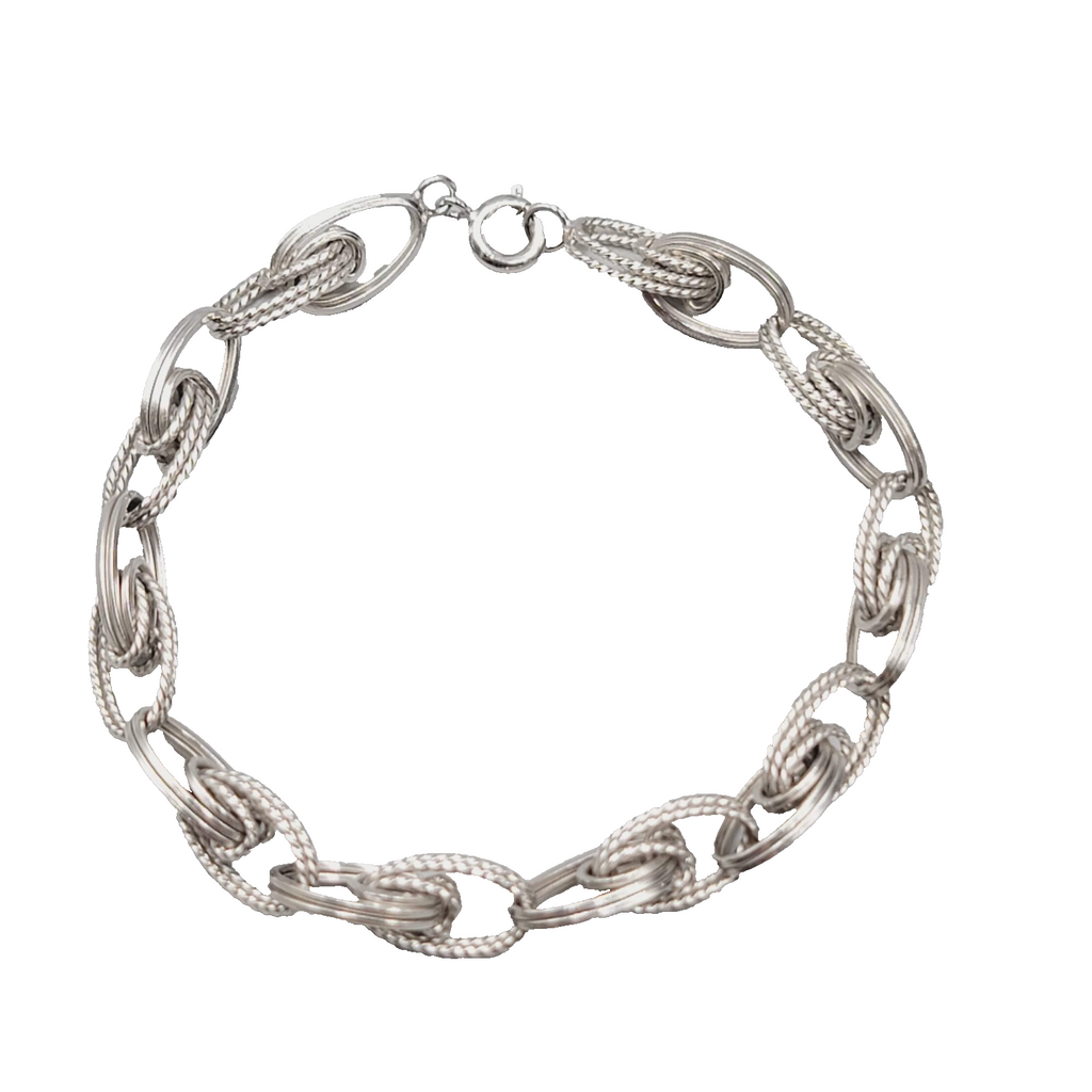 Vintage Bracelet Textured Silver tone Links 7.25"