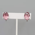 Sterling Silver Clip on Earrings 925 Screw Back Faceted Glass 3/4"