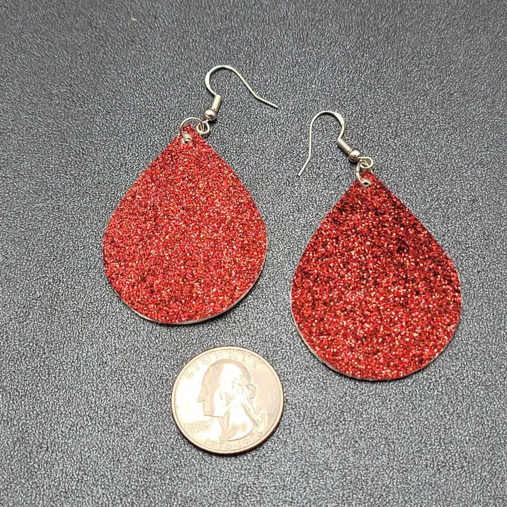 Pierced Earrings Pixar Turning Red Glitter Teardrop 2"