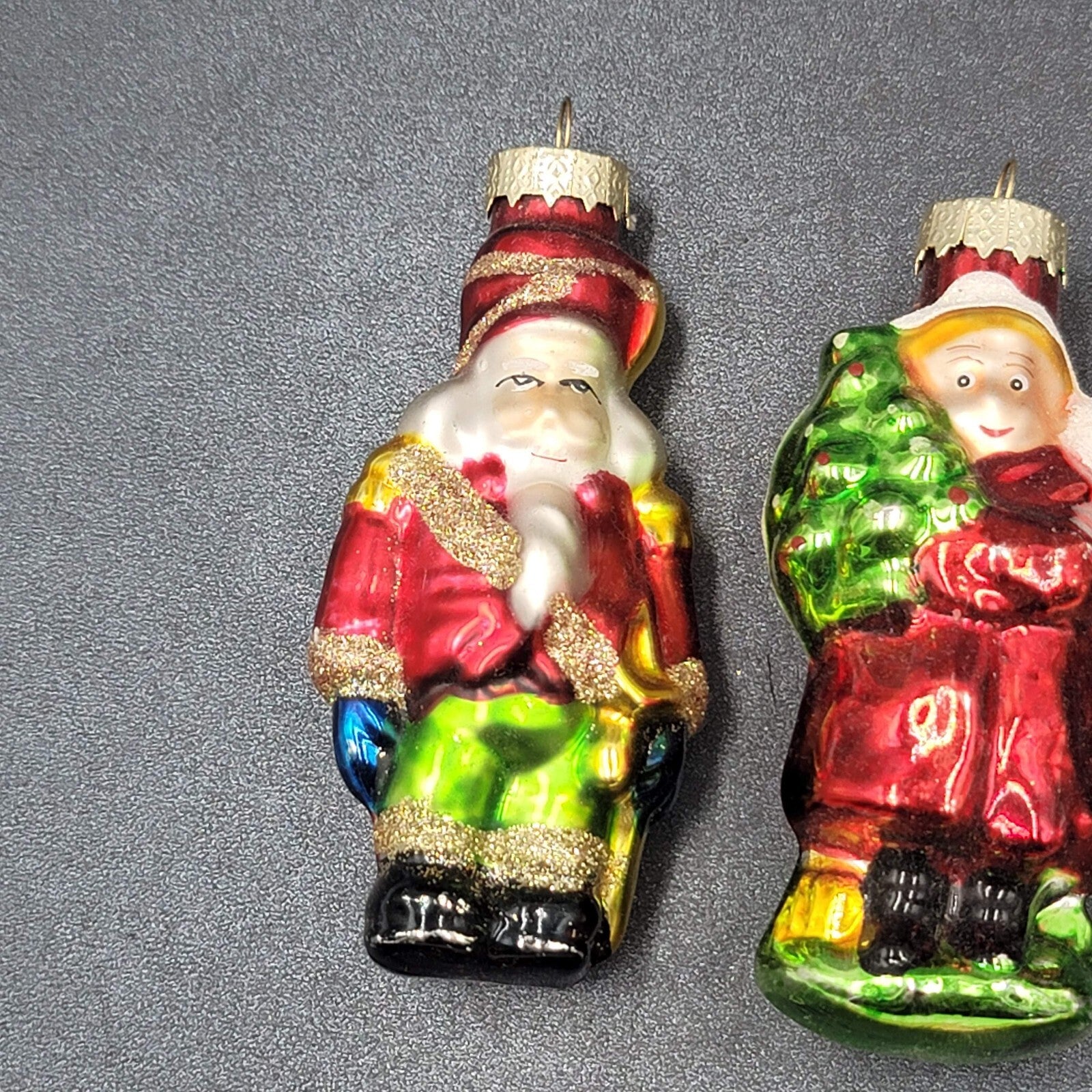 Christmas Blown Glass Ornament Lot of 3 Santa Angel Snowman 4"