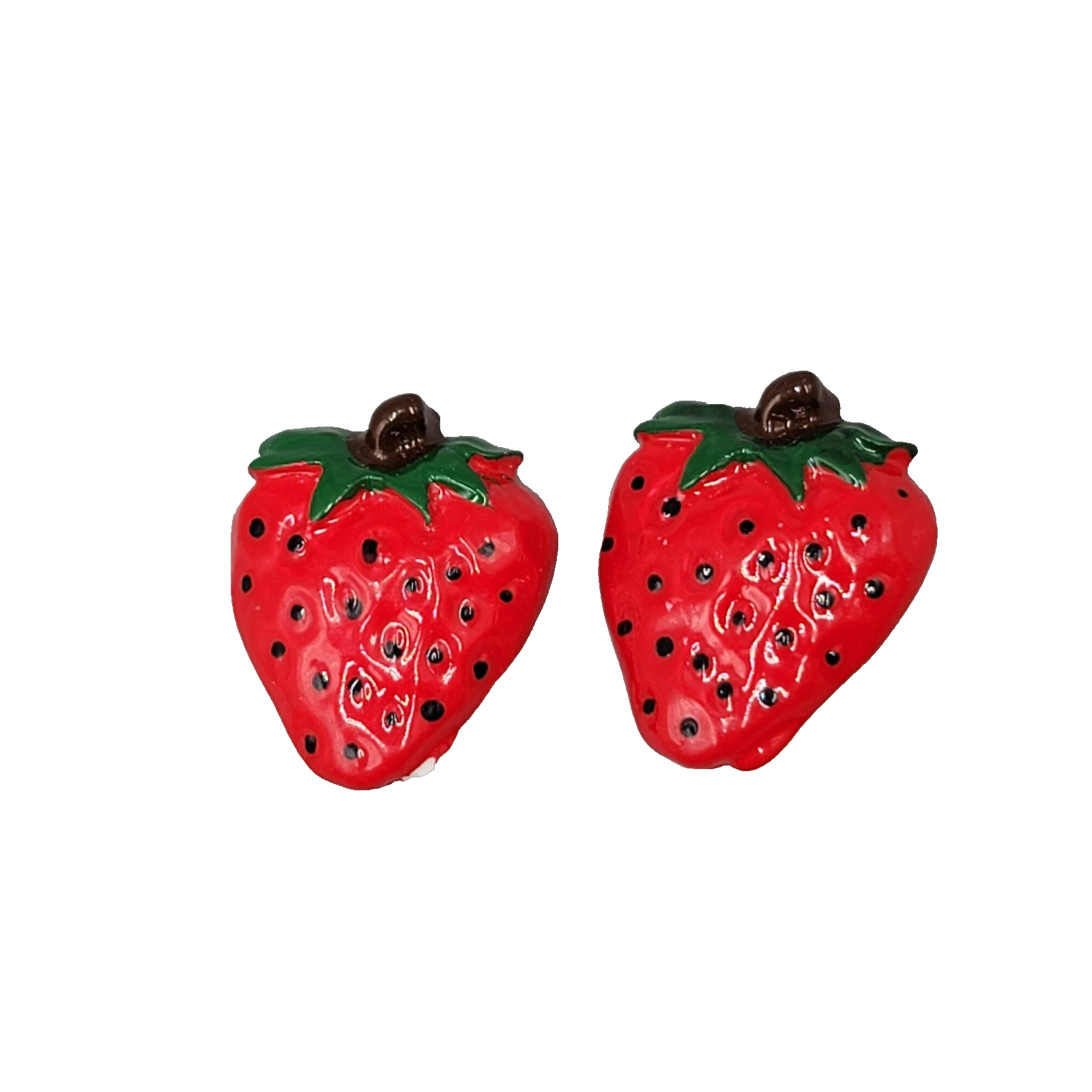 Vintage Strawberry Clip on Earrings Bright Colors Acrylic 1 1/8"