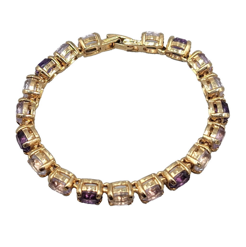 Vintage Purple Crystal Tennis Bracelet 6.75 in
