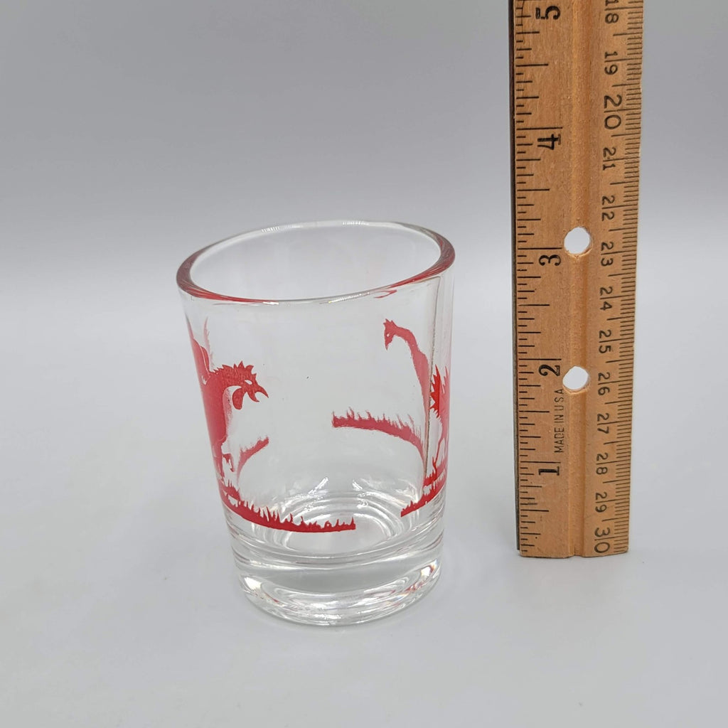 Vintage Red Rooster Juice Glass Clear 3 in tall