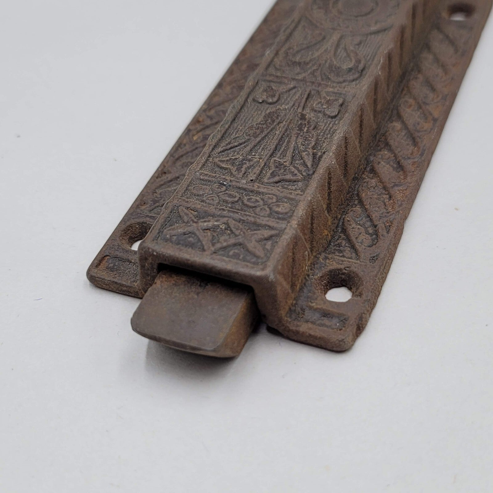 Vintage Antique Plunger Door Stop Cast Iron Eastlake Design Ornate 5.25"