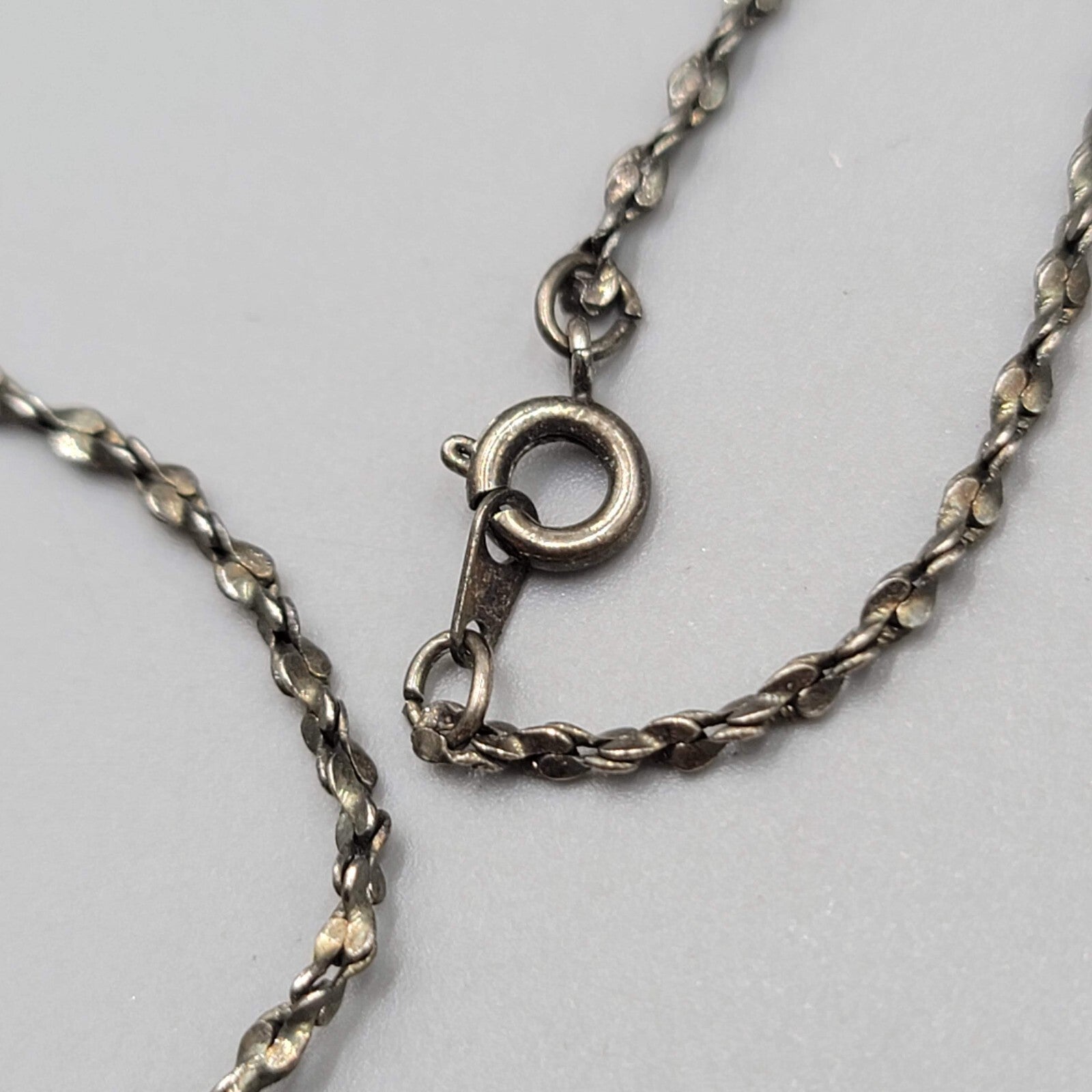 Rhinestone Necklace Silver tone Minimalist Dainty 18"