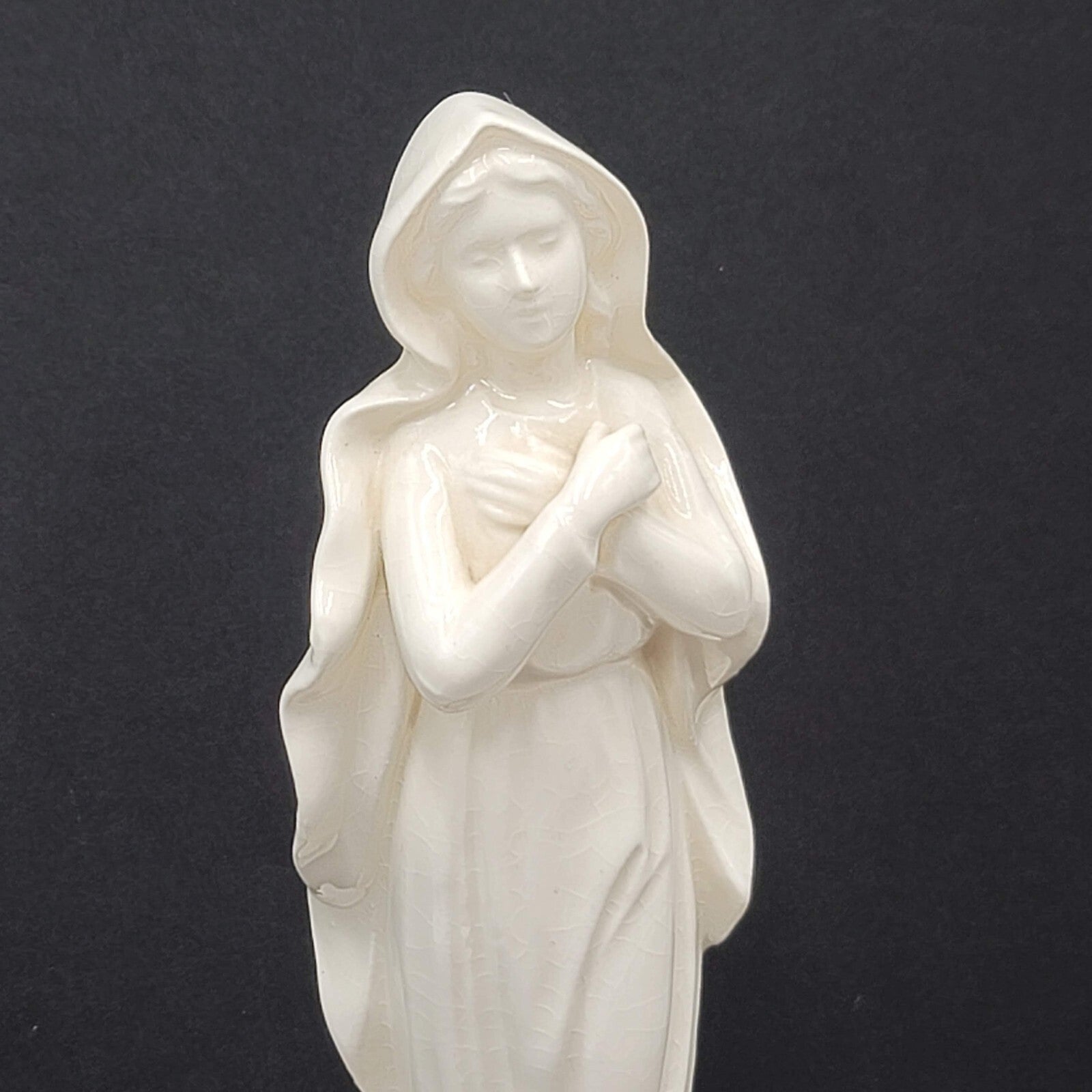 Vintage Ceramic Mother Mary Figurine White 7 in