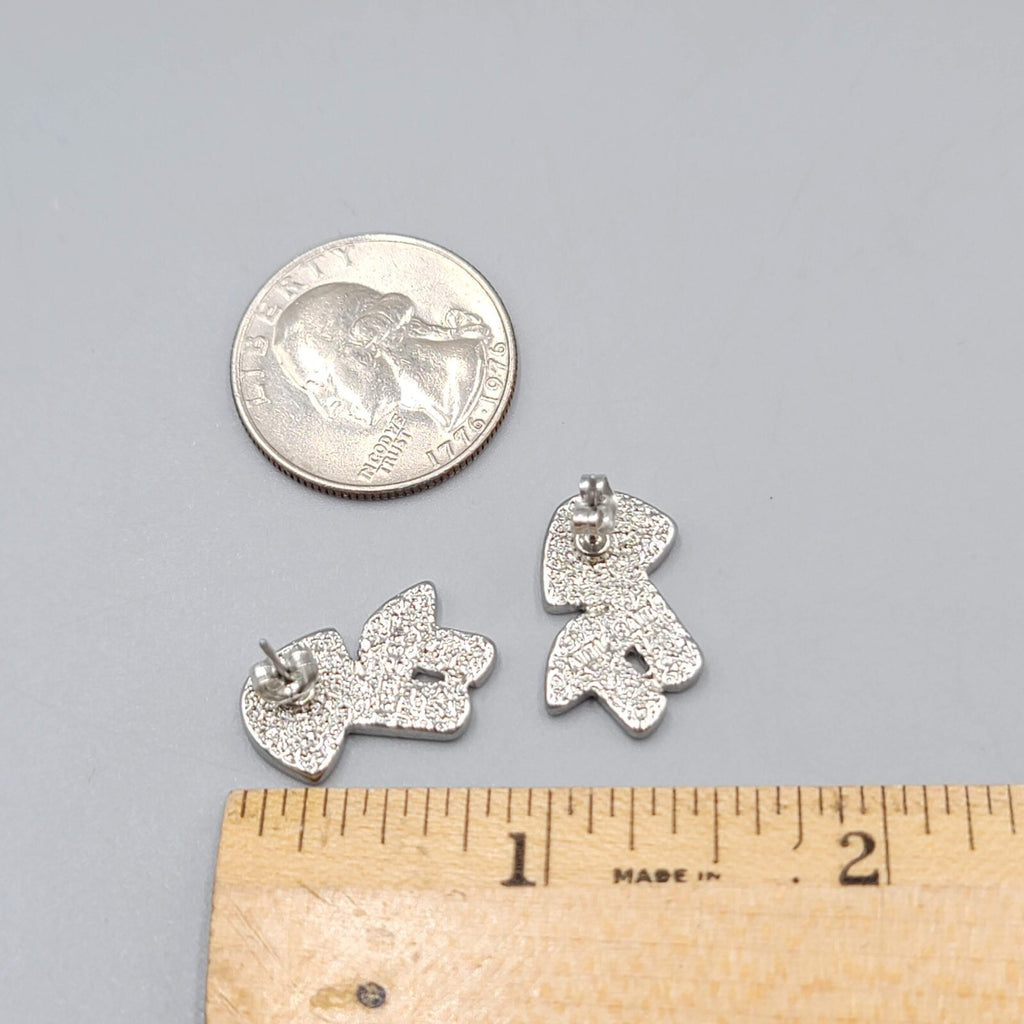 Attic Salt Pierced Earrings Polka Dot Mushroom Silver tone Drop 3/4"