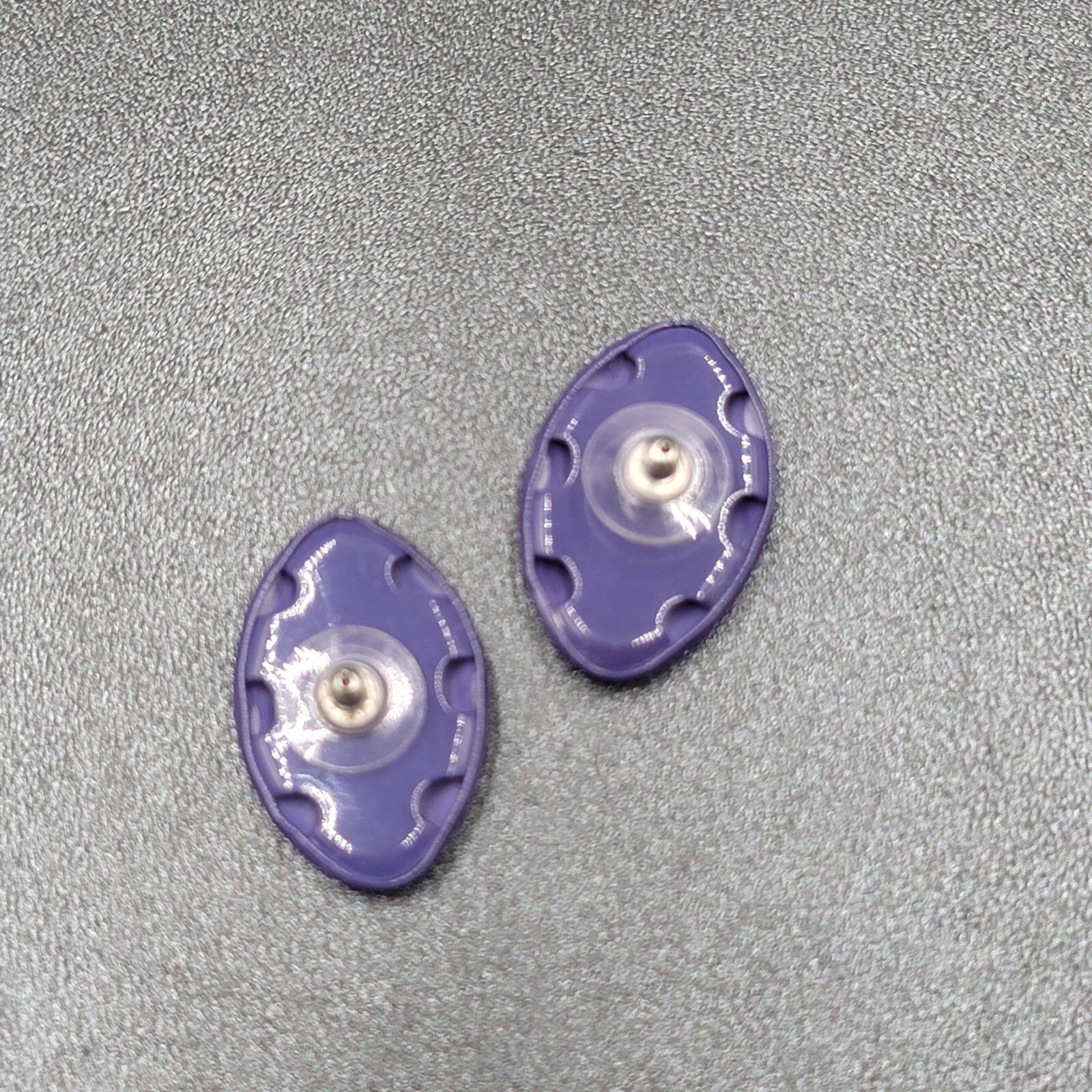Vintage Pierced Earrings Purple Enamel Over Metal Drop 1.25"