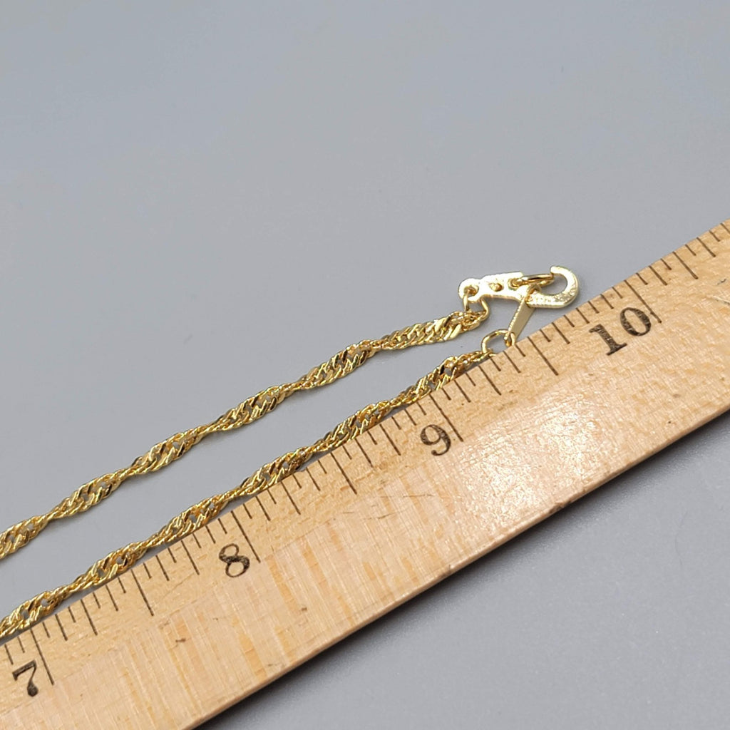 Vintage Twist Herringbone Chain Necklace Gold Plated Estate Costume Jewelry 20"