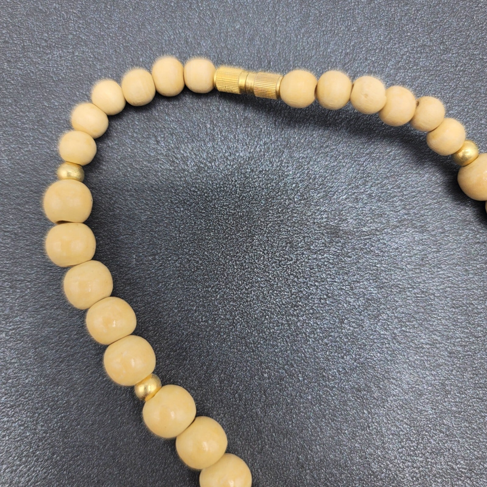 Vintage Safari African Zebra Carved Wood Beaded Necklace 24"