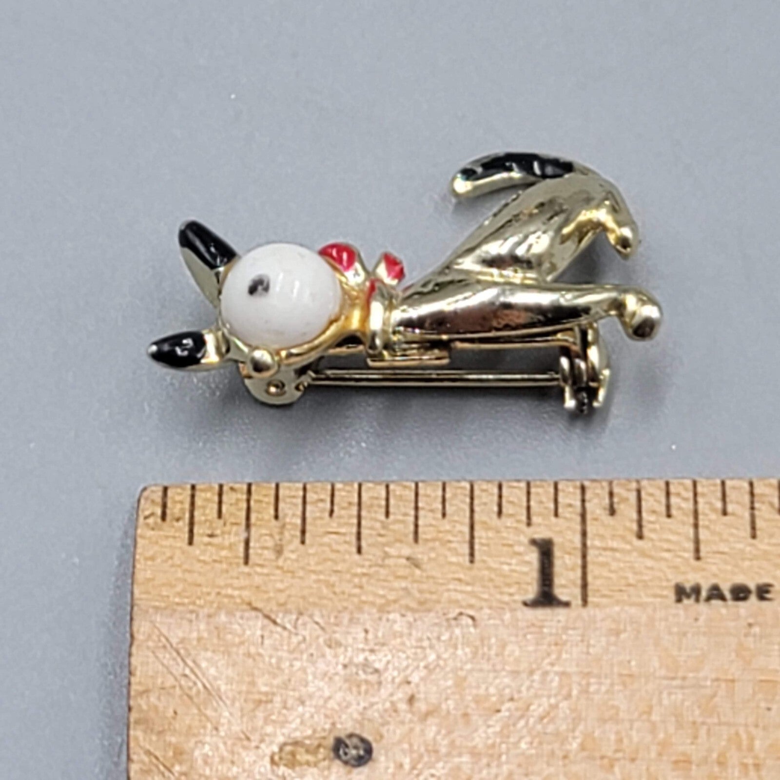 Vintage Scatter Pin Dog Cat Gold tone Enamel 1 1/8"