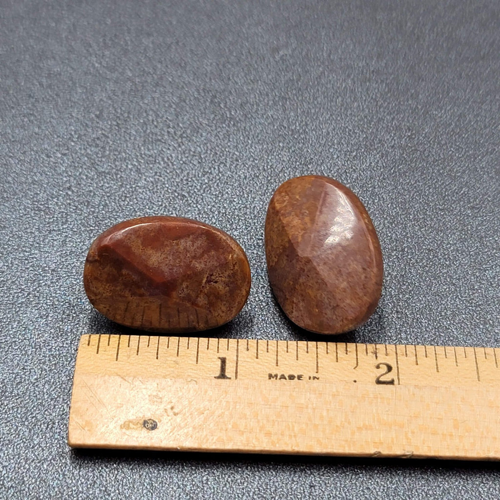 Vintage Pierced Earrings Brown Stone Oval Drop 1"