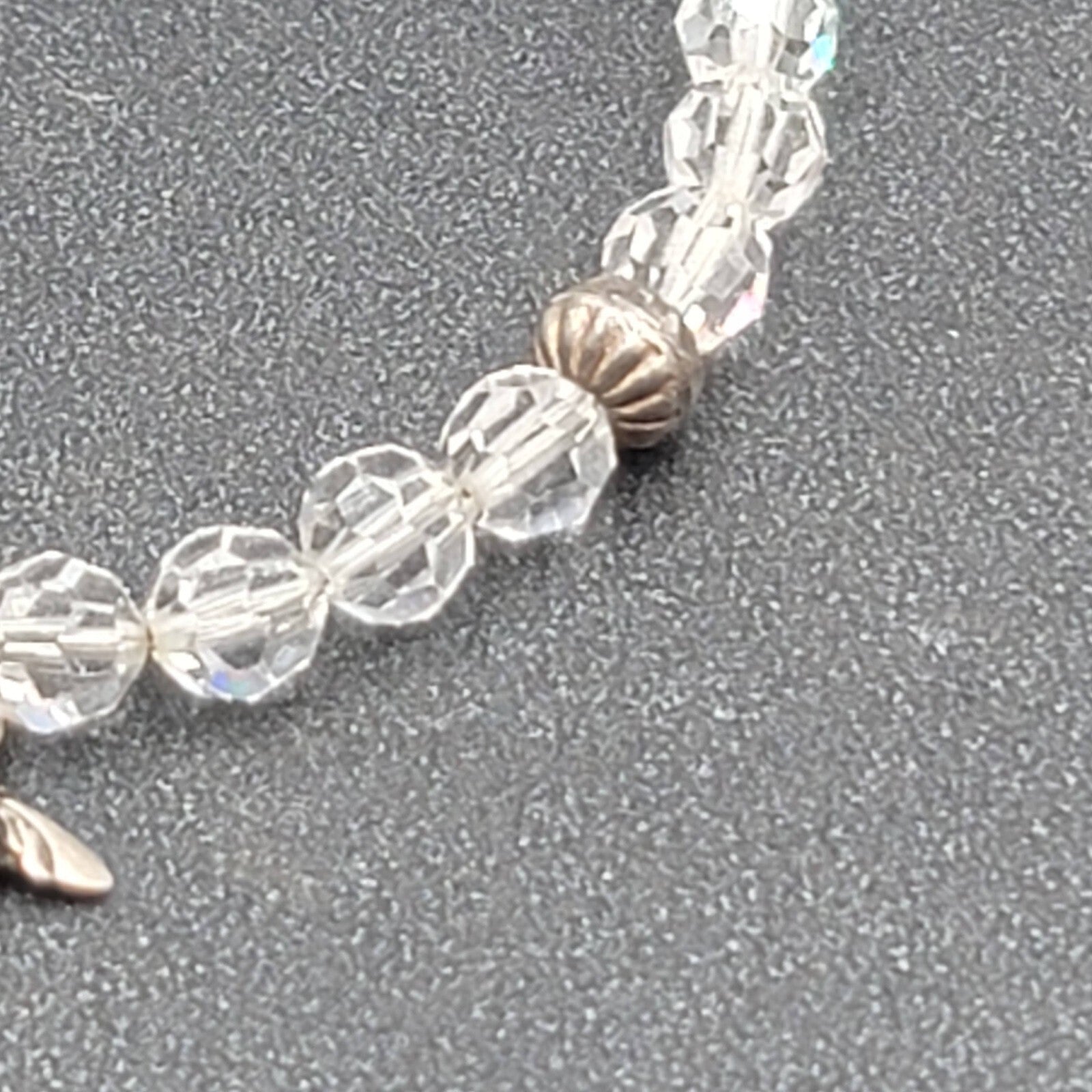 Sterling Silver Crystal Bead Bracelet Bee Charm 6 3/4"