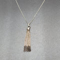 Fossil Tassel Pendant Necklace Silver tone Crystal Rhinestones Long 30"-32"
