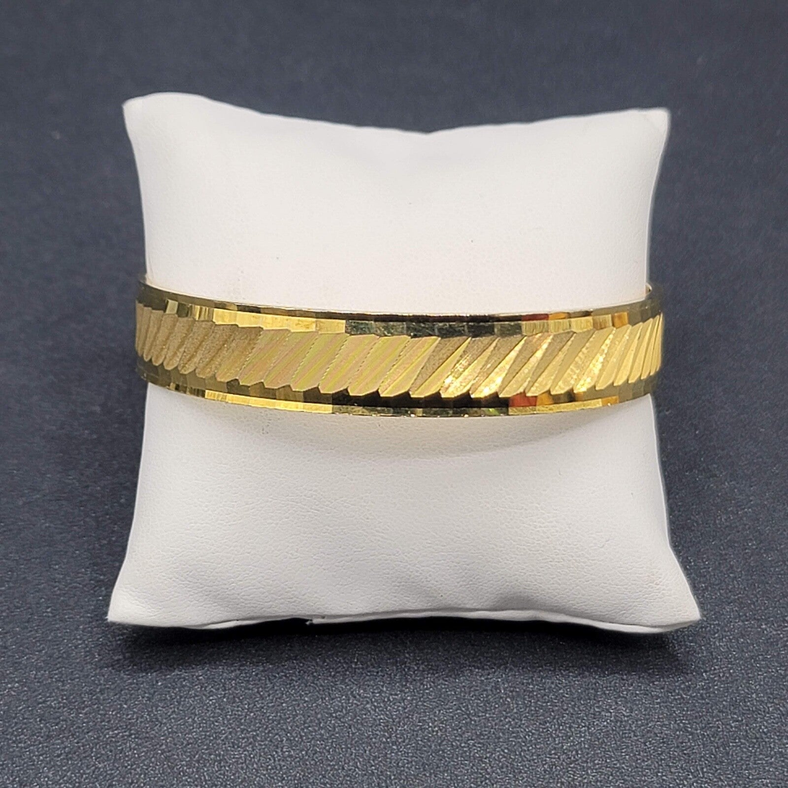 Vintage Bangle Bracelet Gold Plated Etch Design 8" x 1/2"