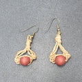 Boho Pierced Earrings Twine Knotted Wood Bead Dangle 1.5"