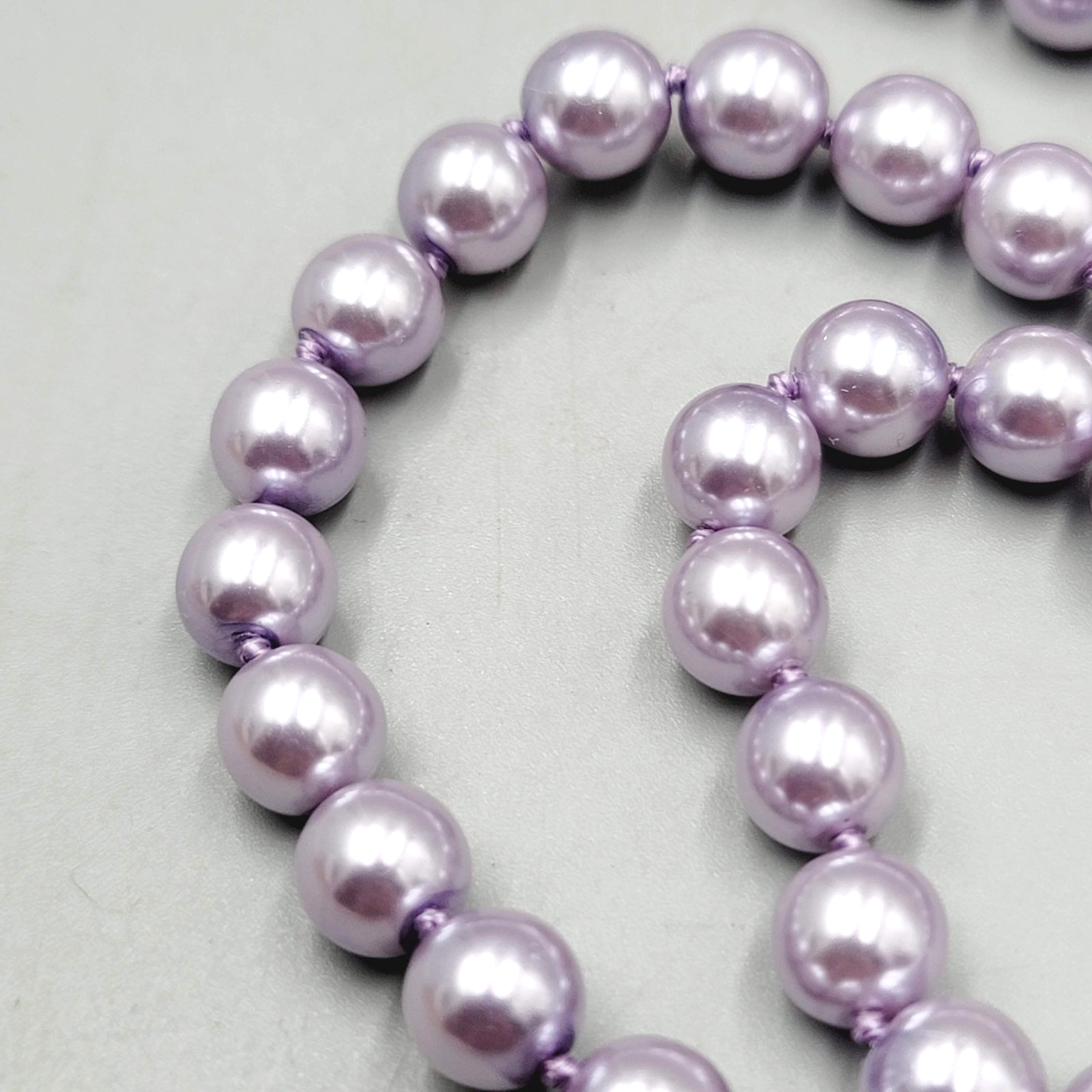 Kissaka Purple Faux Pearl Necklace Long Single Strand 36"