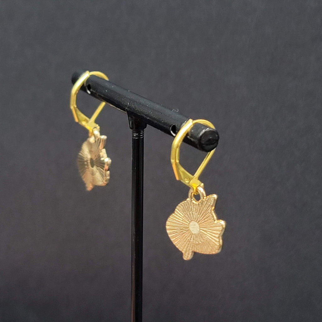 New Unicorn Pierced Earrings Gold tone Pink Enamel Dangle 5/8"