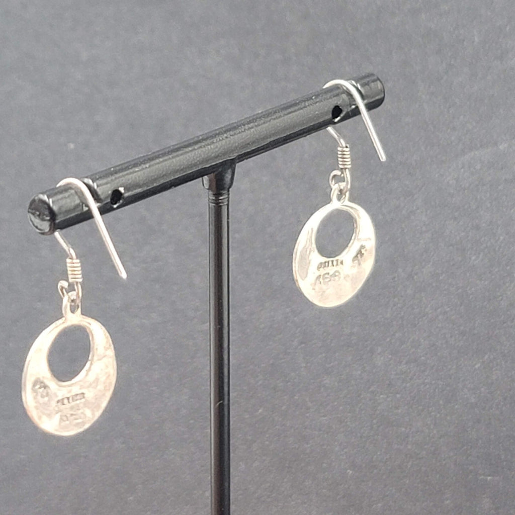 Mexico Sterling Silver Pierced Earrings Enamel Red Black Yellow 925. 5/8"