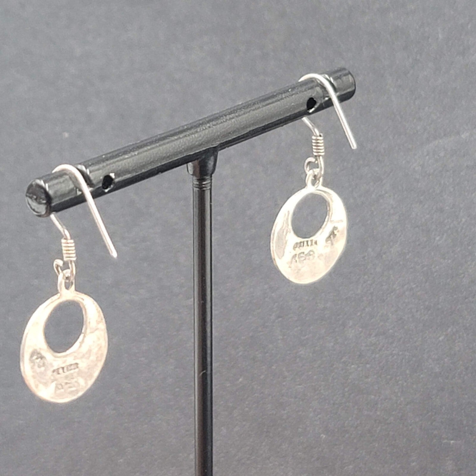 Mexico Sterling Silver Pierced Earrings Enamel Red Black Yellow 925. 5/8"