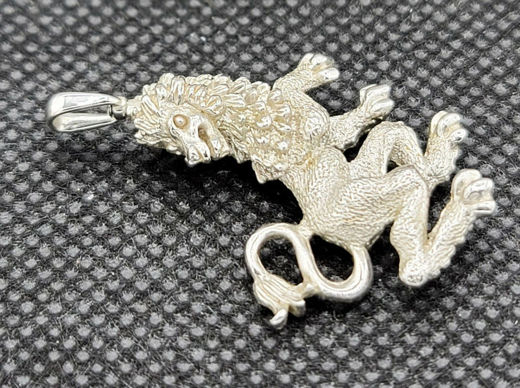 Lion Leo Zodiac Textured Silver tone 3D Pendant Only 1 1/2"