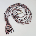 Purple Bead Tassel Necklace Long Multicolor 32"+