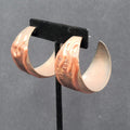 Vintage Pierced Earrings Large Wide Hoops Hand Painted Brown 1.5"