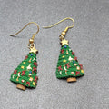 Vintage Christmas Pierced Earrings Resin Christmas Tree Dangle 1.25"