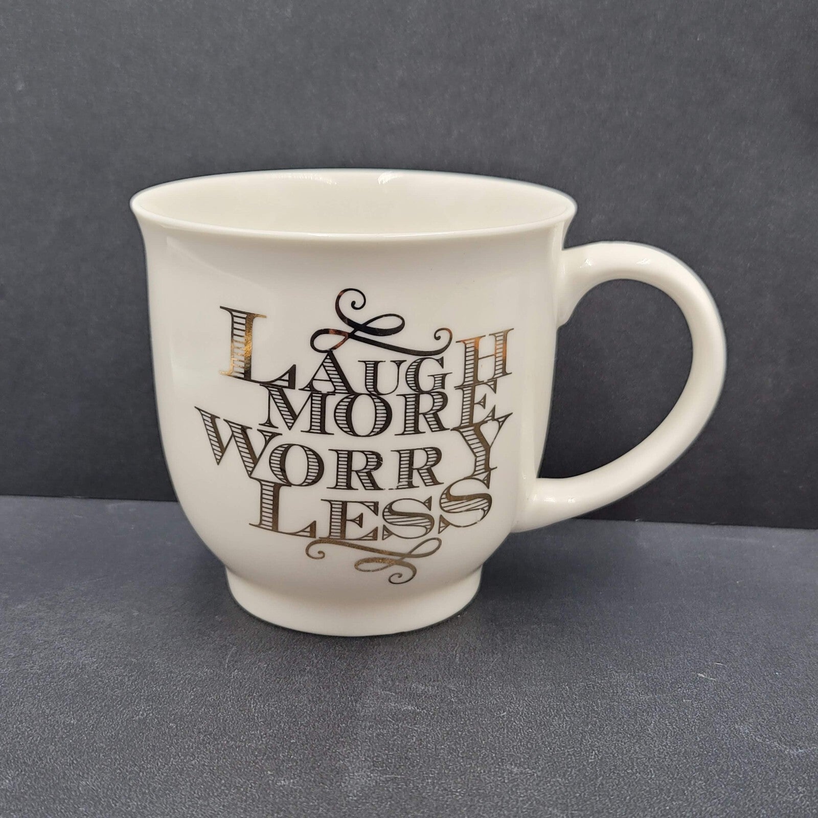 Sheffield Home Ceramic Coffee Mug Yea Cup LAUGH MORE WORRY LESS