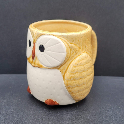 Ceramic 3D Owl Coffee Mug Hand Painted Kitsch Cute