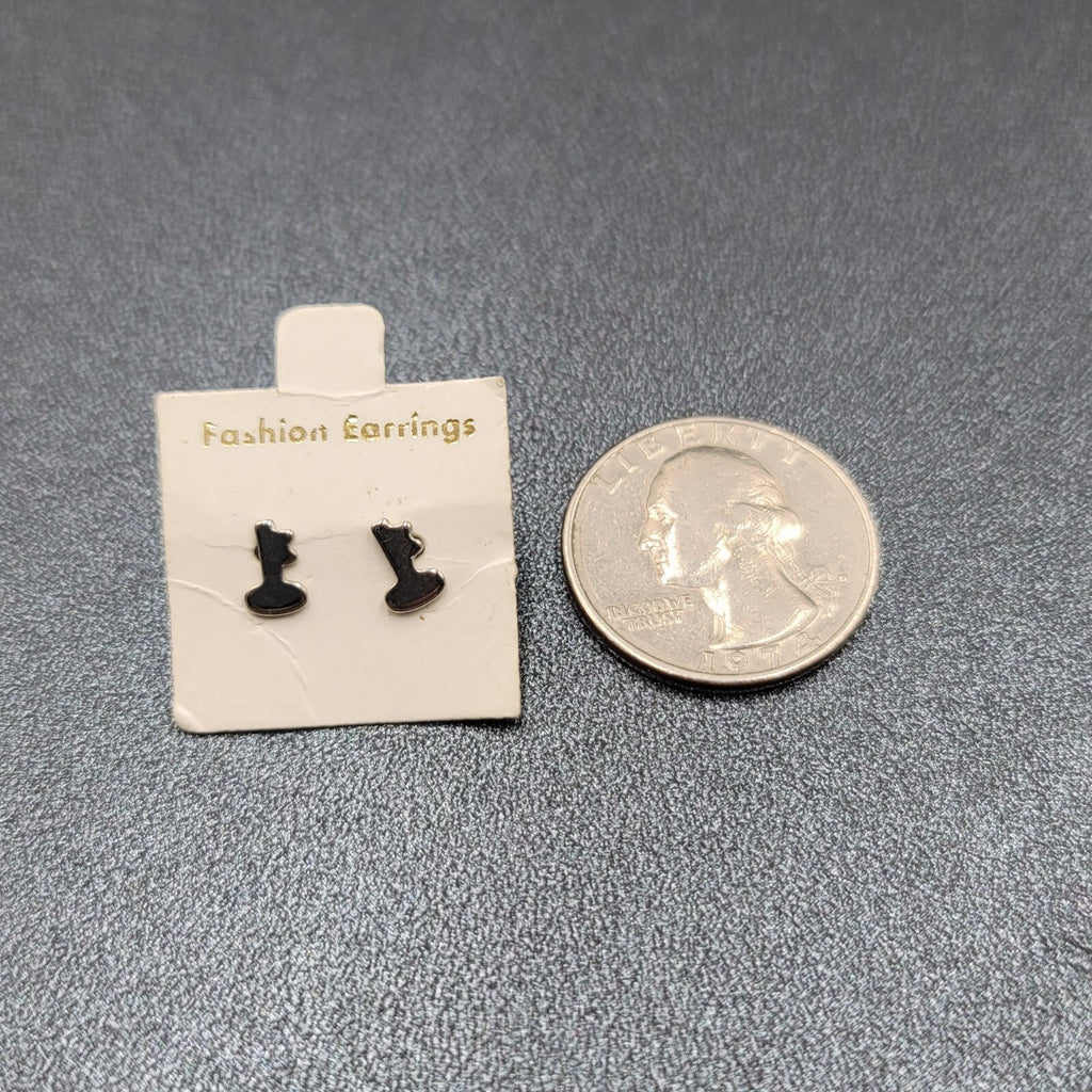 Vintage Skeleton Key Pierced Earrings Silver tone Tiny Studs  1/4"