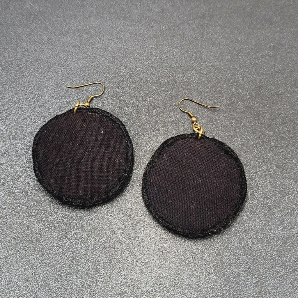 Boho Pierced Earrings Beaded Felt Medallion Dangle 1.75"