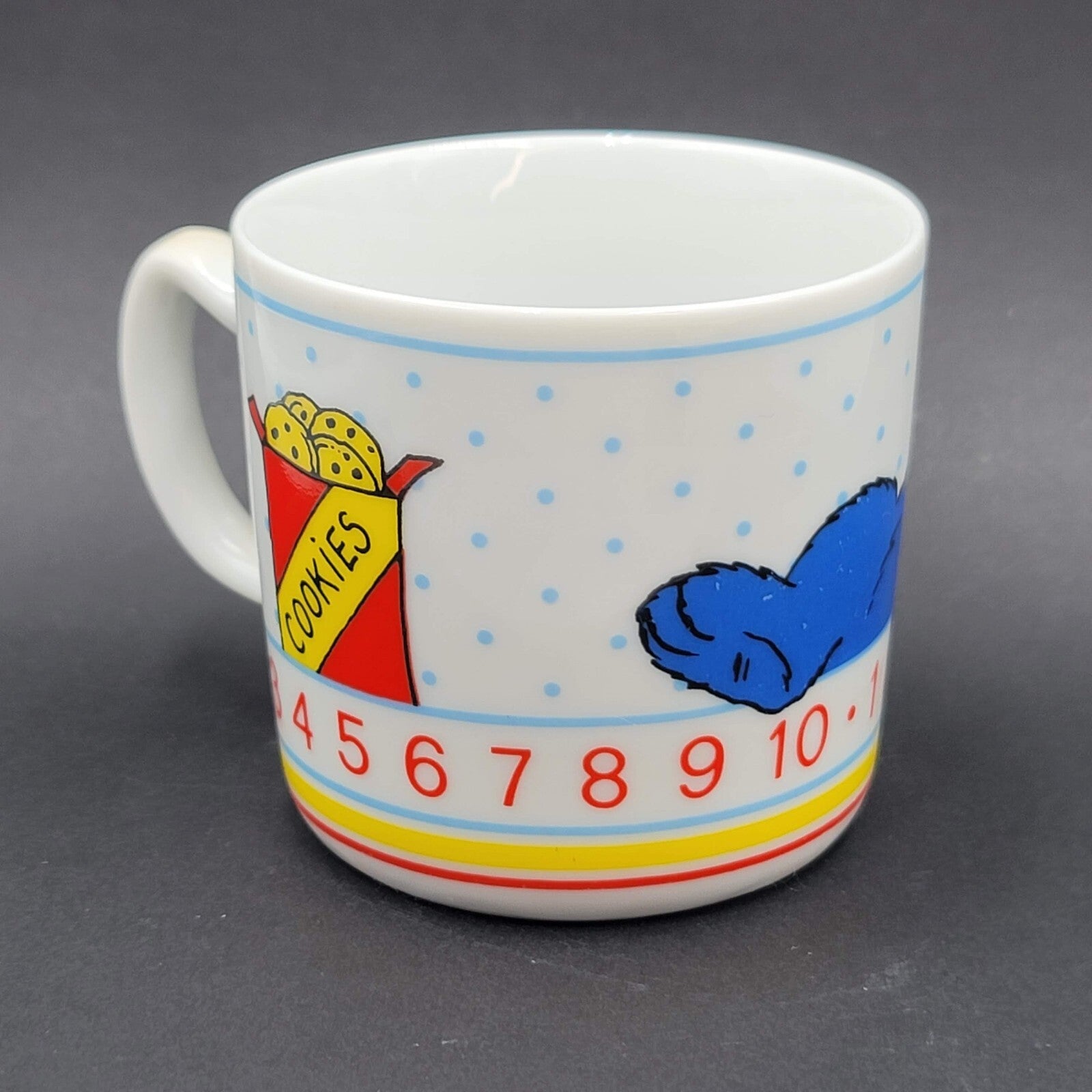 Sesame Street Cookie Monster Counting Made In Japan Porcelain 4 oz Coffee Mug