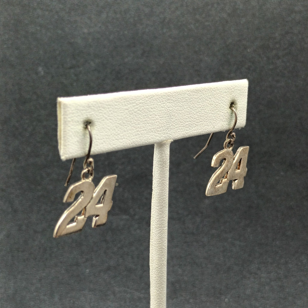 Vintage Pierced Earrings Sterling Silver 24 Jeff Gordon Nascar Dangle 1/2"
