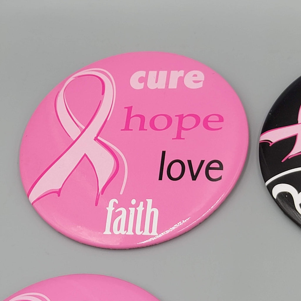 24 Breast Cancer Awareness Ribbon Logo Round 3 in Button LOT Pin Badge