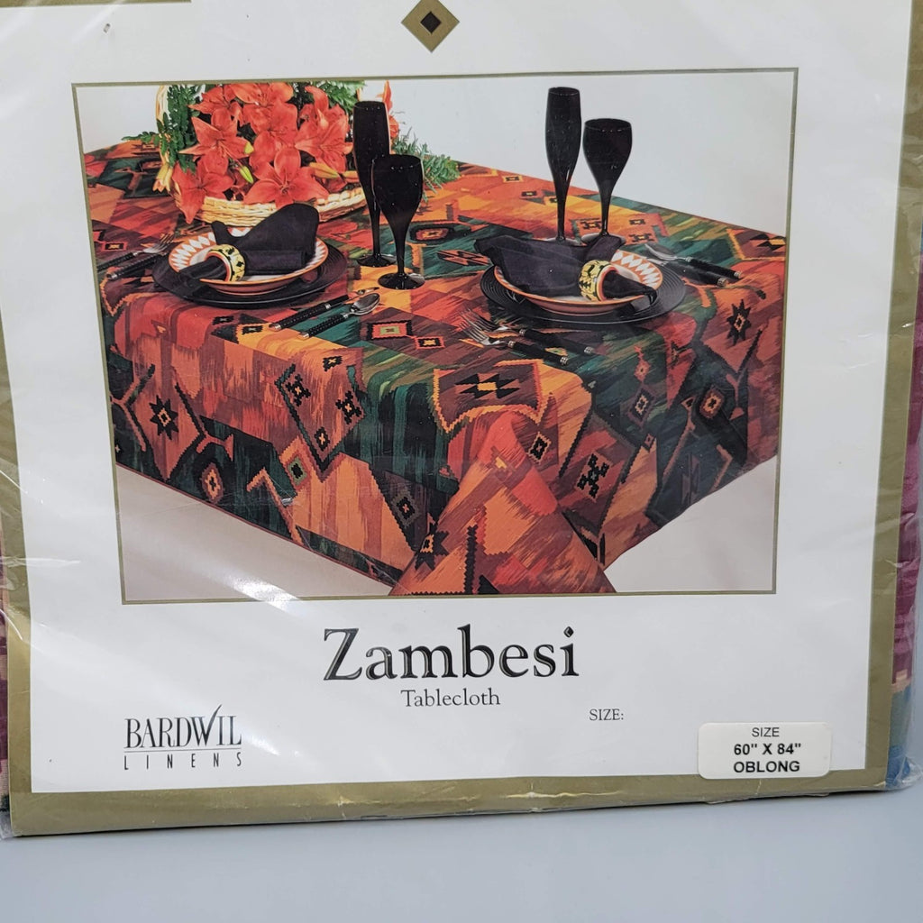 Vintage Bardwil Linens Zambesi African Print Tablecloth 60" x 84" Oblong NOS NEW