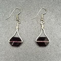 Pierced Earrings Silver tone Faceted Purple Crystal Dangle 1"