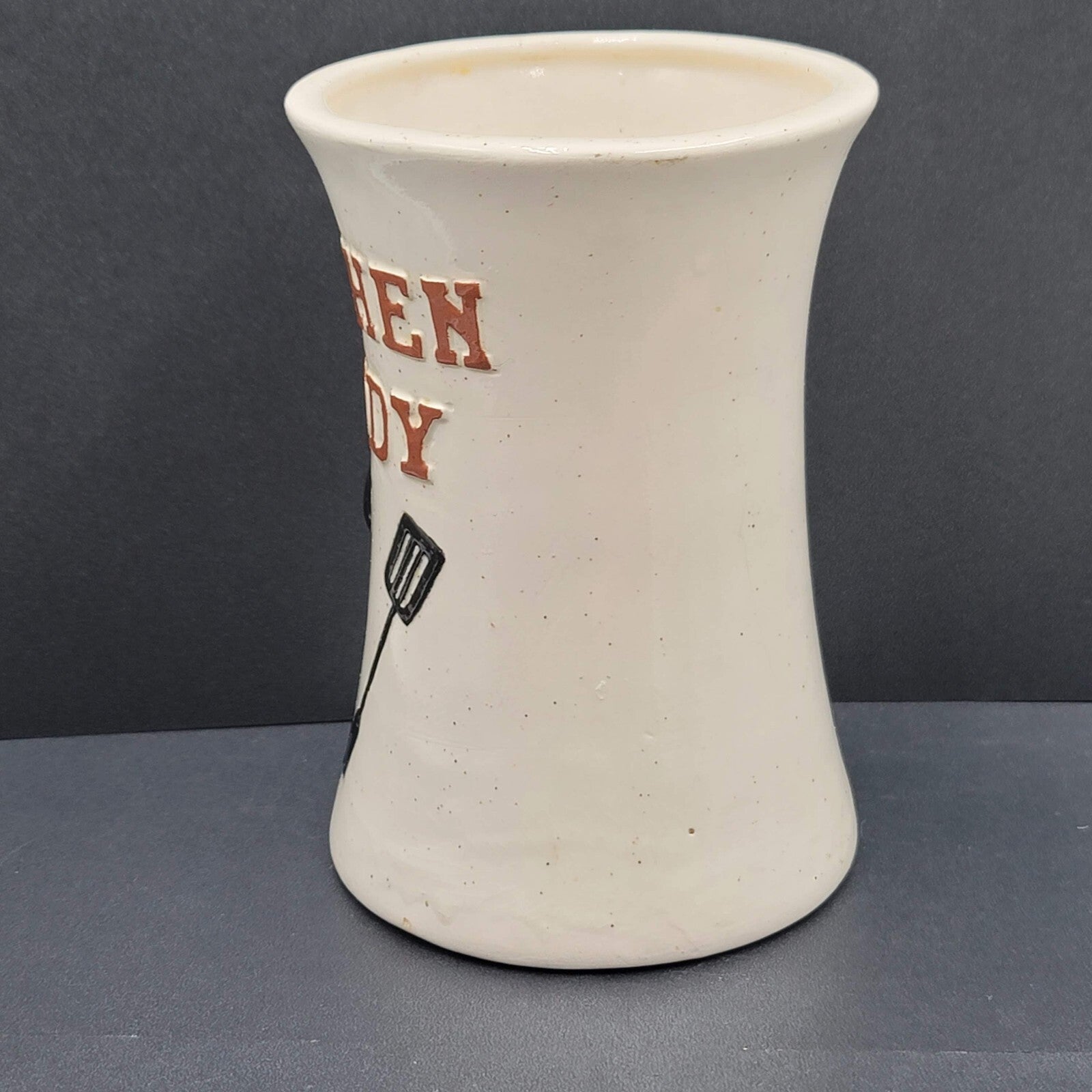 Vintage Hand Painted Kitchen Caddy Speckled Ceramic Kitchen Utensil Holder