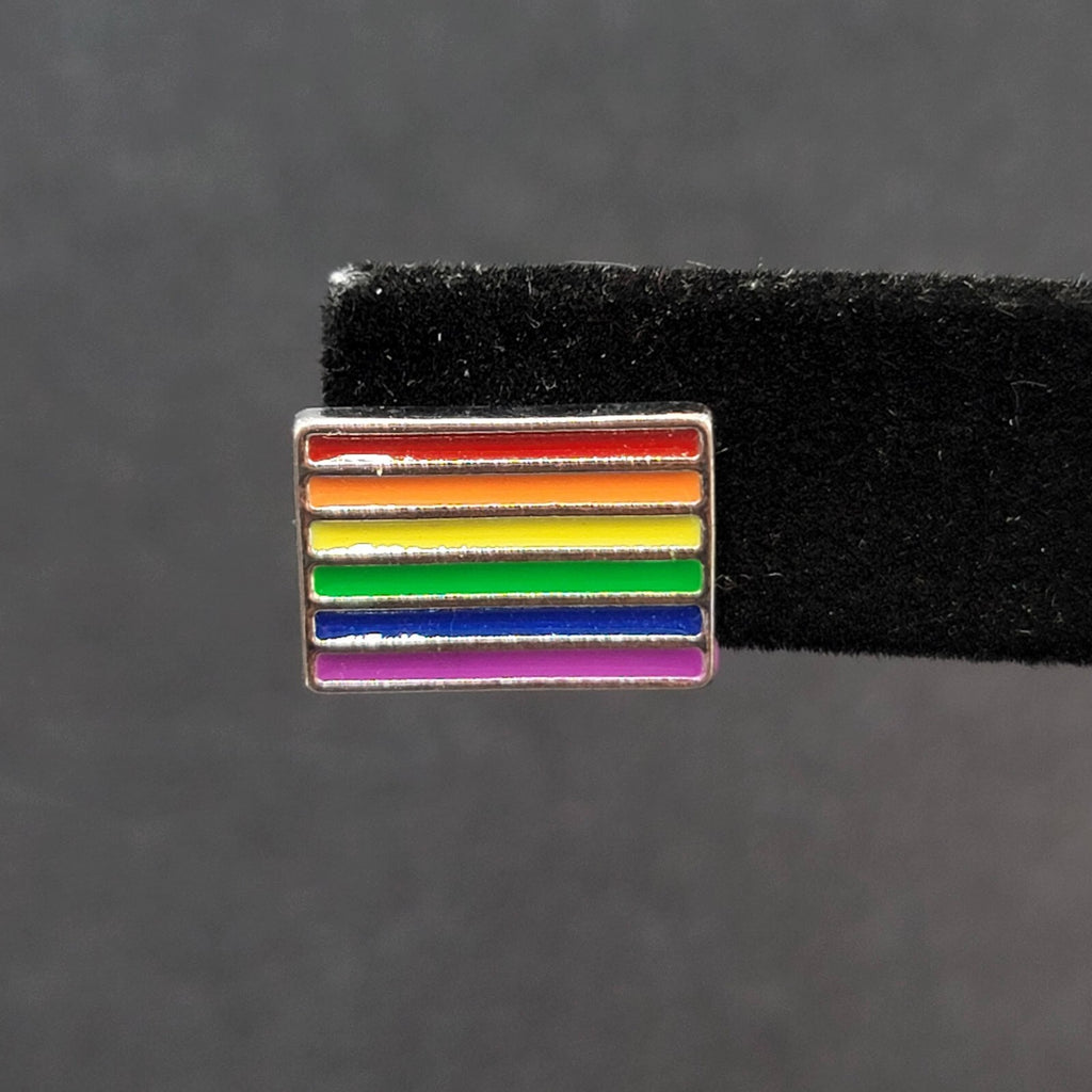 Pierced Earrings PRIDE Rainbow Rectangle Studs 5/8"