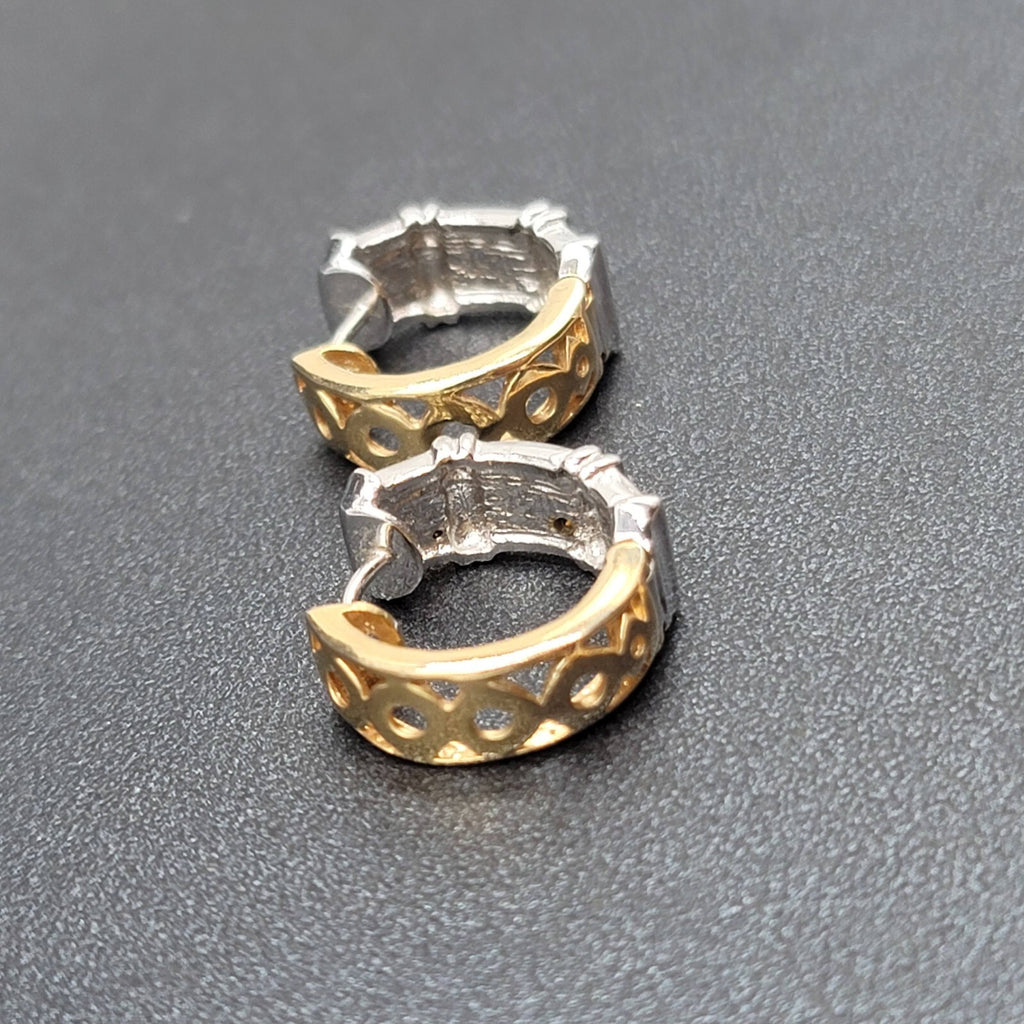 Reversible Pierced Earrings Gold Plated Silver Plated Rhinestone Hoops 5/8"