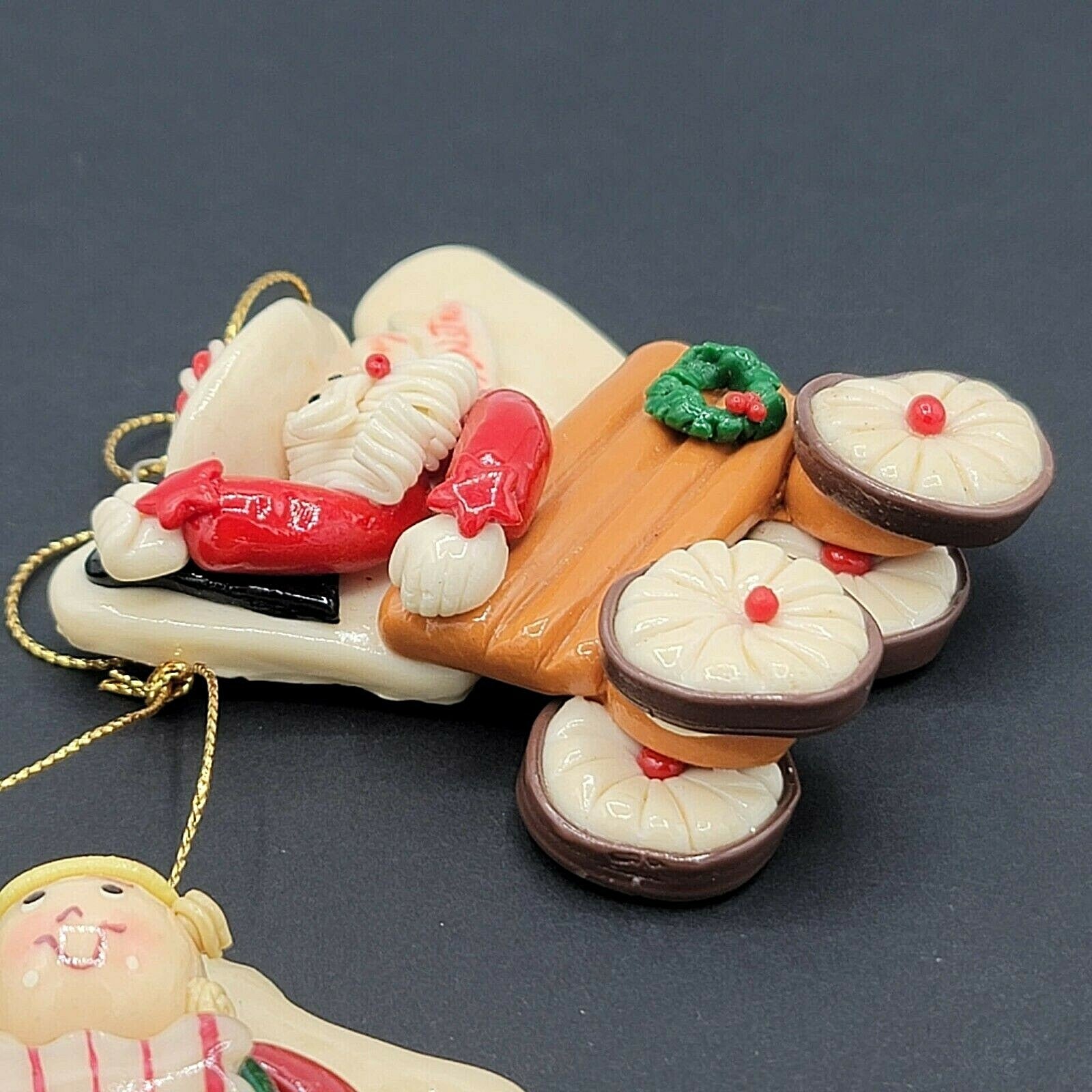Polymer Clay Christmas Tree Ornaments Lot of 3 Santa Angel Western