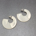 Pierced Earrings White Resin Wide Hoops Statement 1.5"