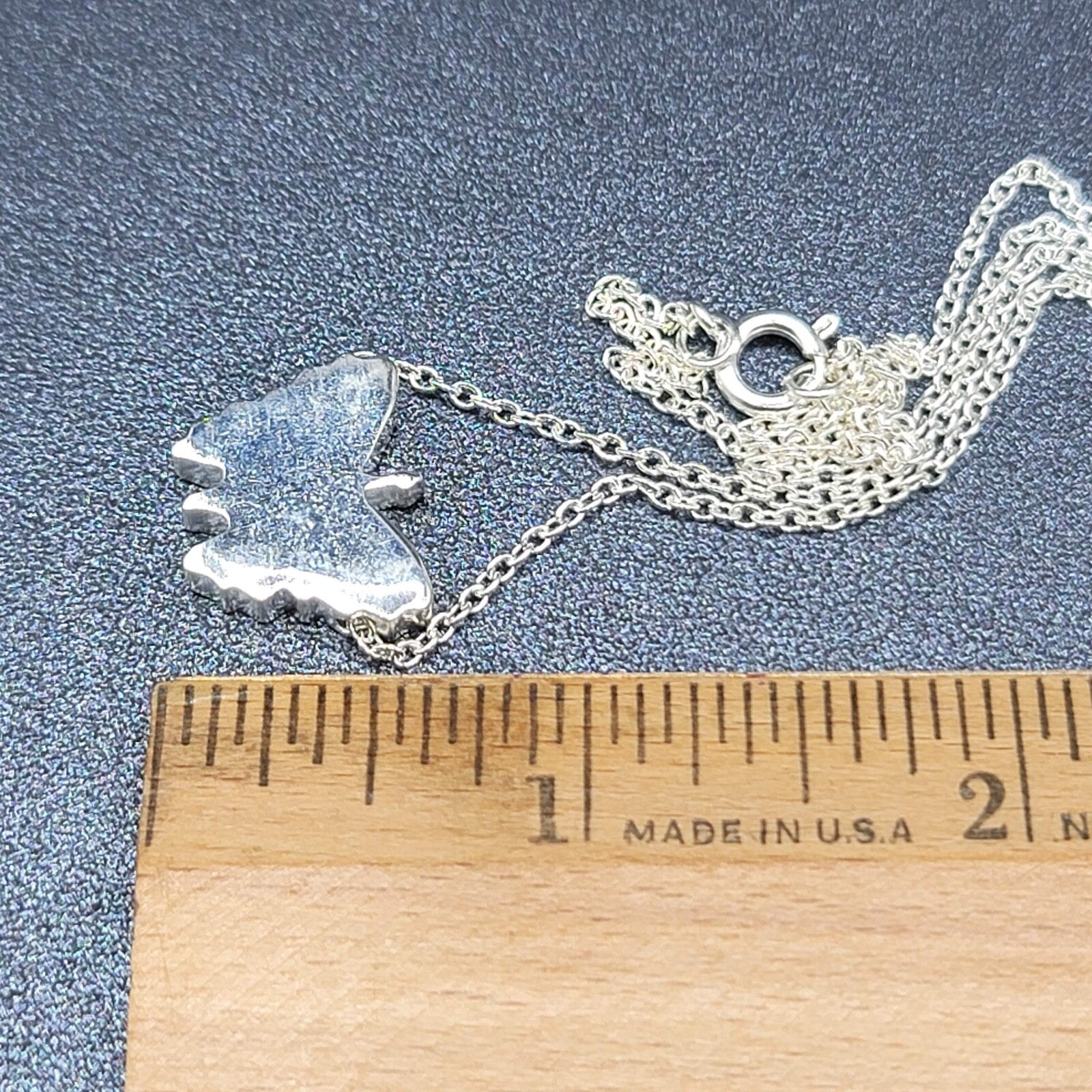 Butterfly Pendant Necklace Silver Plated 19"