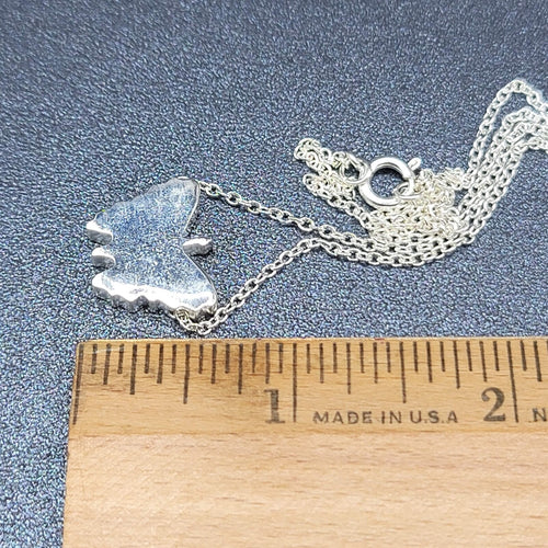 Butterfly Pendant Necklace Silver Plated 19"