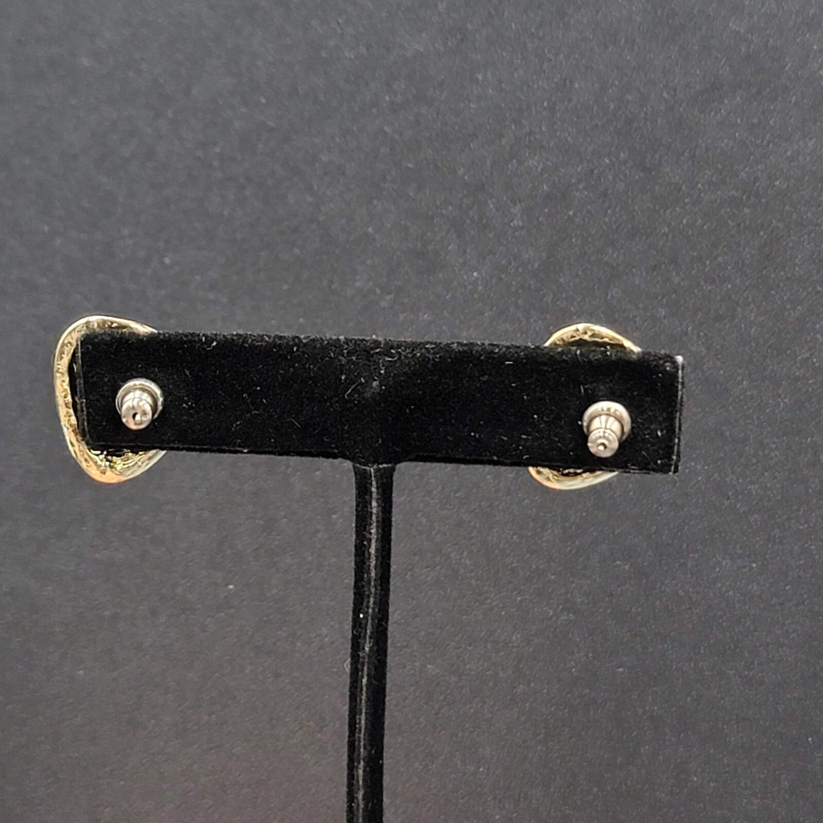 Vintage Pierced Earrings Dark Tan Enamel Gold tone Drop 3/4" 